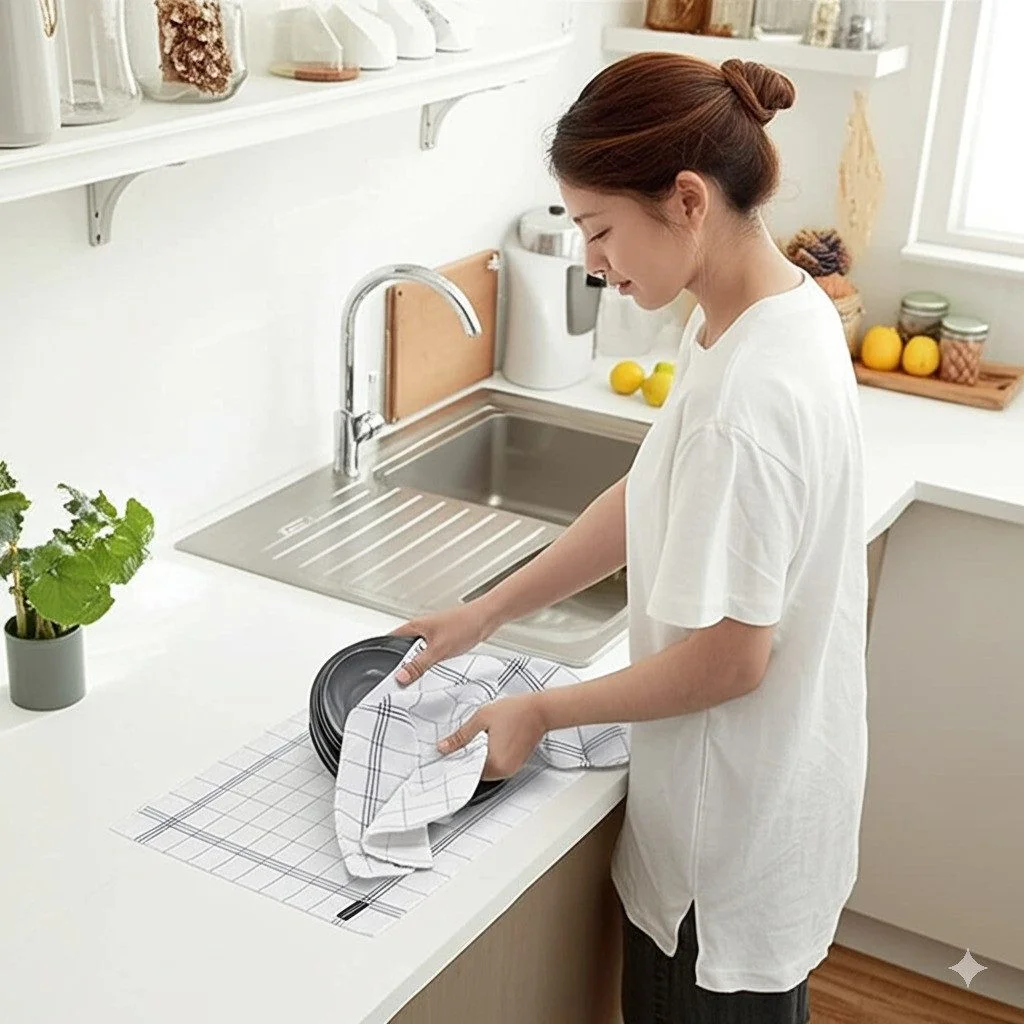 Geschirrtücher aus Baumwolle – 10er-Set, 50 × 70 cm, Schwarz